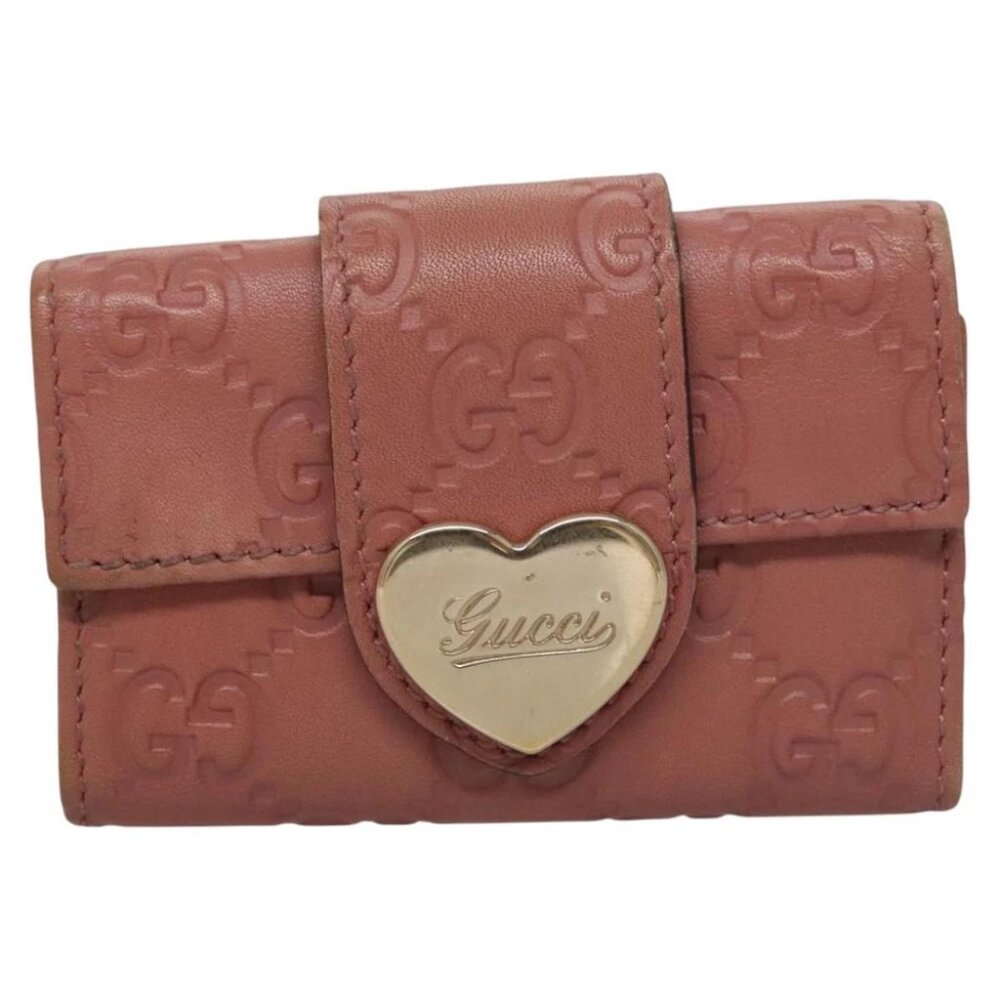 GUCCI GG Canvas Guccissima Key Case Leather Pink 203551 Auth am7751 - Picture 13 of 14